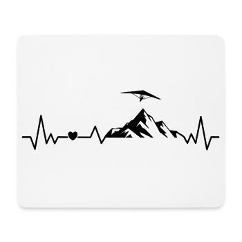 Drachenfliegen Herzschlag Drachenflieger Mit Berg - Mousepad (Querformat) - Weiß - Vorne