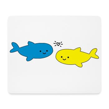 Fröhliche Fische Blau Gelb - Mousepad (Querformat) - Weiß - Vorne