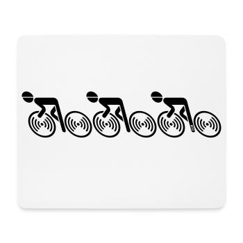 3 Rennradfahrer (Rennrad, Fahrrad, Radler / L<–R) - Mousepad (Querformat) - Weiß - Vorne