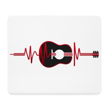 Silhouette einer Gitarre in einem Herzschlag. - Mousepad (Querformat) - Weiß - Vorne