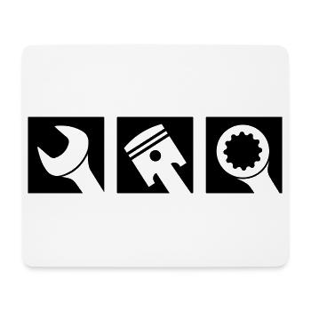 Kolben und Schraubenschlüssel Logo - Mousepad (Querformat) - Weiß - Vorne