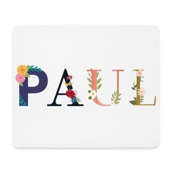 Le nom de PAUL est décoré de fleurs - Tapis de souris (format paysage) - blanc - Devant