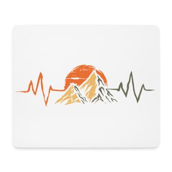 Mountains with a heartbeat symbol - Hiking and Outdoor - Mouse Pad (horizontal) - white - Front