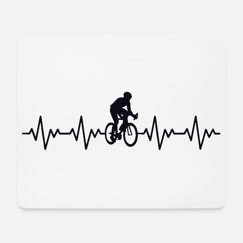 Fahrrad Rennrad EKG Herzschlag Herzfrequenz - Mousepad (Querformat) - Weiß