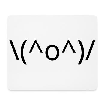 Joy Emote \(^o^)/ Arms Up Kaomoji - Mouse Pad (horizontal) - white - Front