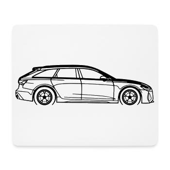 RS6 Line Silhouette – Minimalist Car Art - Mousepad (Querformat) - Weiß - Vorne
