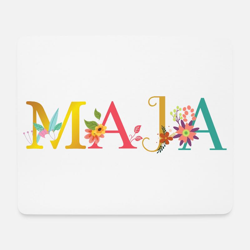 MAJA Name mit Blumen geschmückt - Mousepad (Querformat) - Weiß