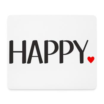 Happy Schriftzug mit rotem Herz – Positives Textde - Mousepad (Querformat) - Weiß - Vorne