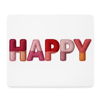Happy Stoff Optik Typografie Trend - Mousepad (Querformat) - Weiß - Vorne