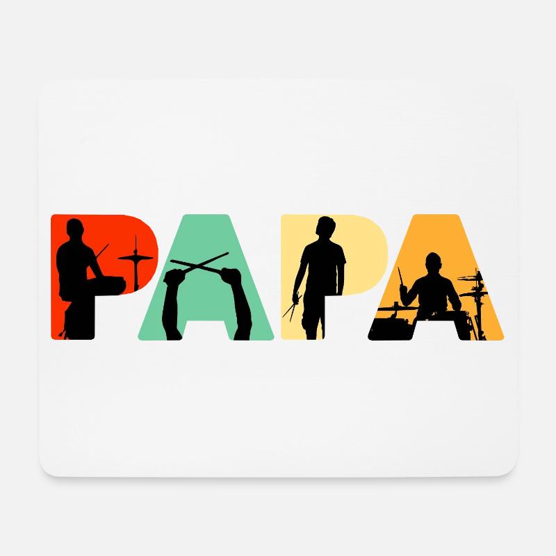 Retro Papa Schlagzeuger Vintage Schlagzeug-T-Shirt - Mousepad (Querformat) - Weiß
