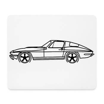 C2 Line Silhouette – Retro Muscle Art - Mousepad (Querformat) - Weiß - Vorne