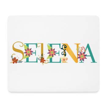 SELENA Name Art avec des fleurs brodées - Tapis de souris (format paysage) - blanc - Devant