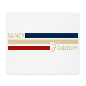 France - Nancy - France - Drapeau - Rayures - Tapis de souris (format paysage) - blanc - Devant