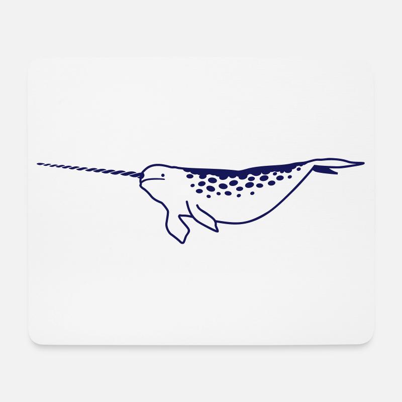 Narwal Lineart Meerestier Tierliebhaber - Mousepad (Querformat) - Weiß
