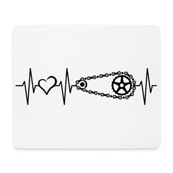 Heartbeat Bicycle Love Bicycle Chain Pulse Logo - Mouse Pad (horizontal) - white - Front