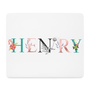 HENRY Namenskunst mit gestickten Blumen - Mousepad (Querformat) - Weiß - Vorne
