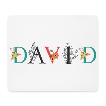 DAVID Name Art With Flowers Embroidered - Mouse Pad (horizontal) - white - Front