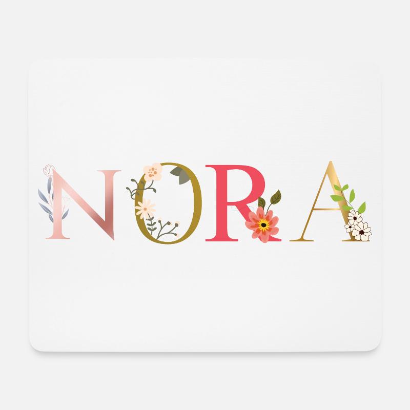 NORA Name mit Blumen geschmückt - Mousepad (Querformat) - Weiß