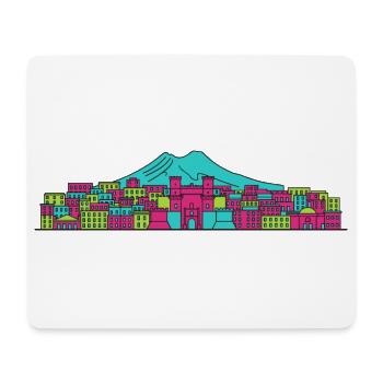 Neapel Stadtsilhuett Vesuv-Linienzeichnung - Mousepad (Querformat) - Weiß - Vorne