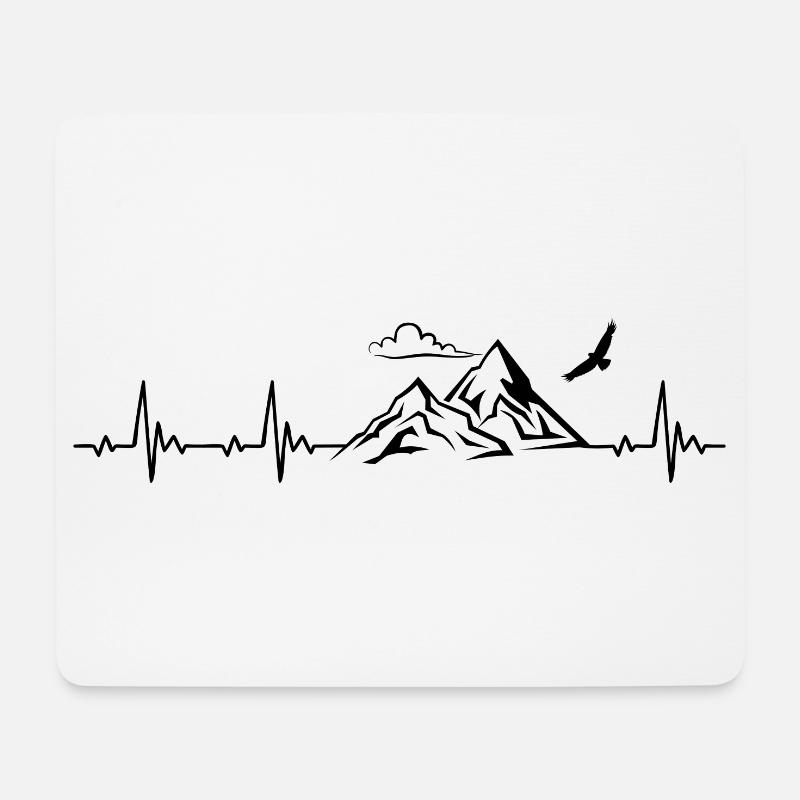 Berg Berge Gebirge Heartbeat Frequenz Puls EKG - Mousepad (Querformat) - Weiß