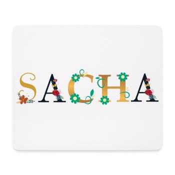Nom SACHA Orné de Fleurs - Tapis de souris (format paysage) - blanc - Devant