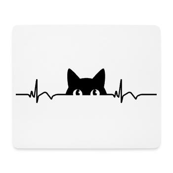 ECG du chat Fréquence cardiaque Battement de cœur - Tapis de souris (format paysage) - blanc - Devant