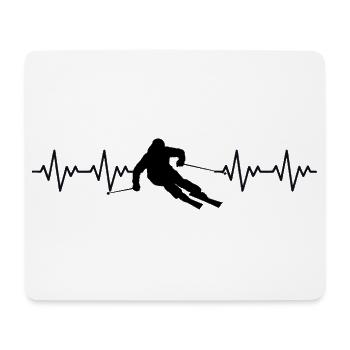 Skieur Skieur Ski ECG Battement de cœur - Tapis de souris (format paysage) - blanc - Devant