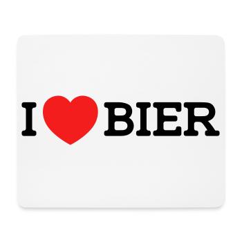 I love Bier (Farben änderbar) - Mousepad (Querformat) - Weiß - Vorne