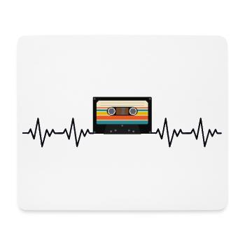 Kassette Retro EKG Herzschlag - Mousepad (Querformat) - Weiß - Vorne