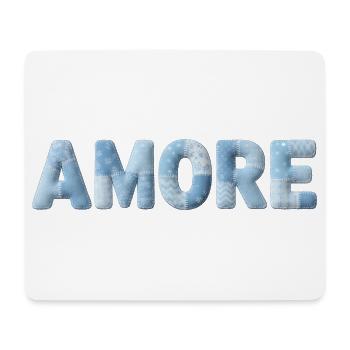 Amore Lettering Patchwork Design Blue - Mouse Pad (horizontal) - white - Front