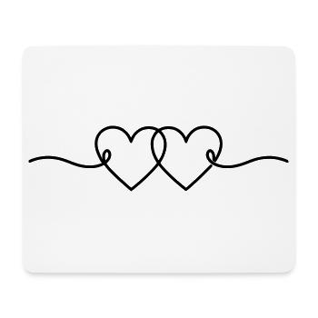 Double Cœur Minimaliste | Amour & Romance - Tapis de souris (format paysage) - blanc - Devant