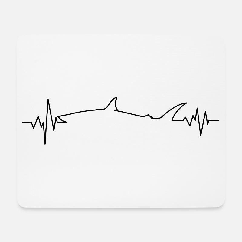 Herzschlag-Hai - Mousepad (Querformat) - Weiß