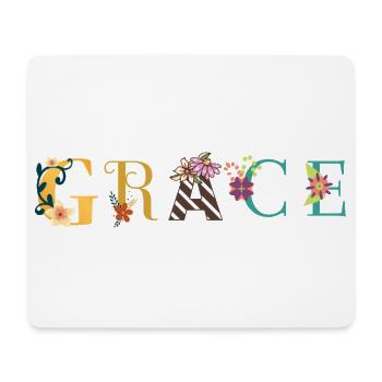 GRACE Name Art With Flowers Embroidered - Mouse Pad (horizontal) - white - Front