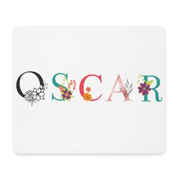 OSCAR Namenskunst mit gestickten Blumen - Mousepad (Querformat) - Weiß - Vorne