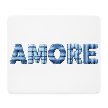 Amore Eisblau Schriftzug Patchwork Trend - Mouse Pad (horizontal) - white - Front