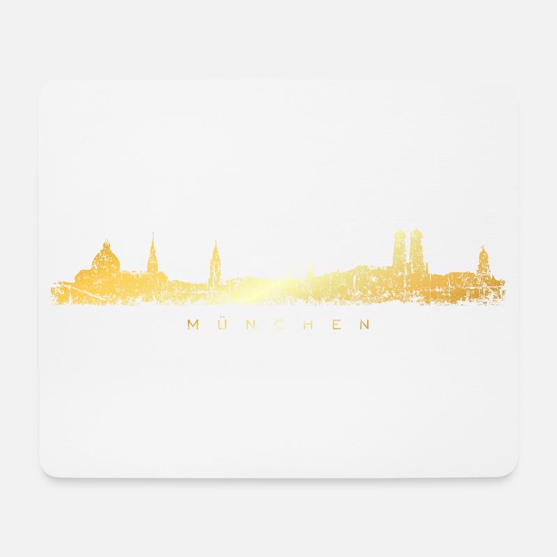 Münchener Skyline (Vintage/Goldgelb) München - Mousepad (Querformat) - Weiß