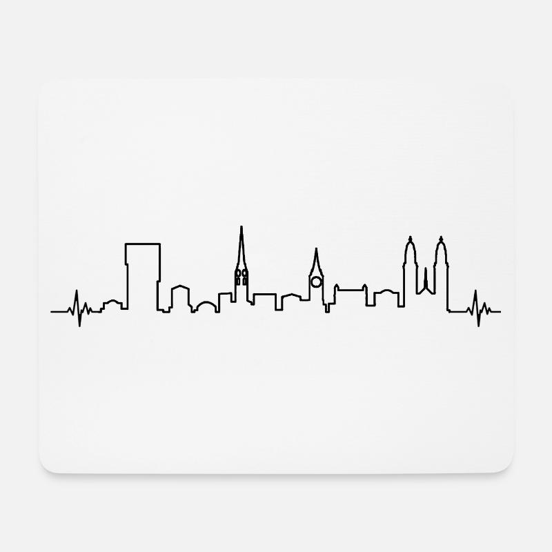 Herz Herzschlag Zürich Schweiz Limmat Silhouette - Mousepad (Querformat) - Weiß