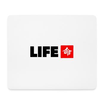 Live mit japanischem Kanji in schwarz mit rot - Mousepad (Querformat) - Weiß - Vorne