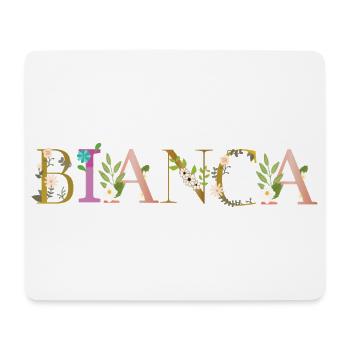 BIANCA Name mit Blumen geschmückt - Mousepad (Querformat) - Weiß - Vorne