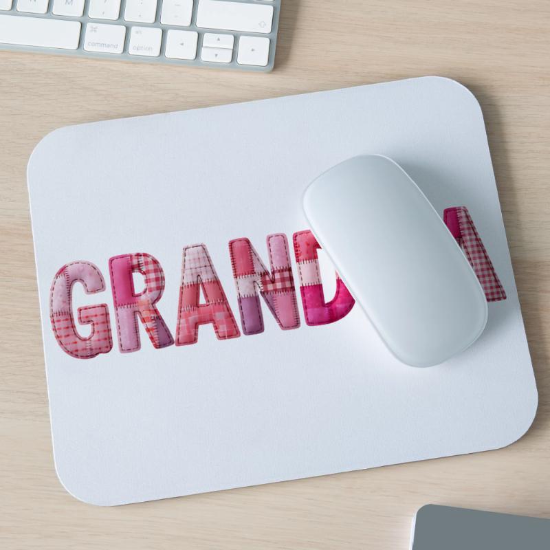 Großmutter Pink Plaid Buchstaben Patchwork Mousepad (Querformat)