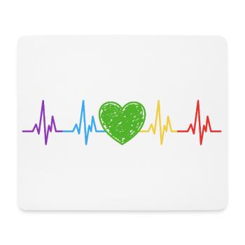 Regenbogen Herzschlag LGBT Pride - Mousepad (Querformat) - Weiß - Vorne