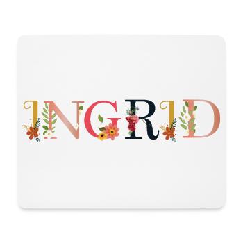 INGRID Name mit Blumen geschmückt - Mousepad (Querformat) - Weiß - Vorne