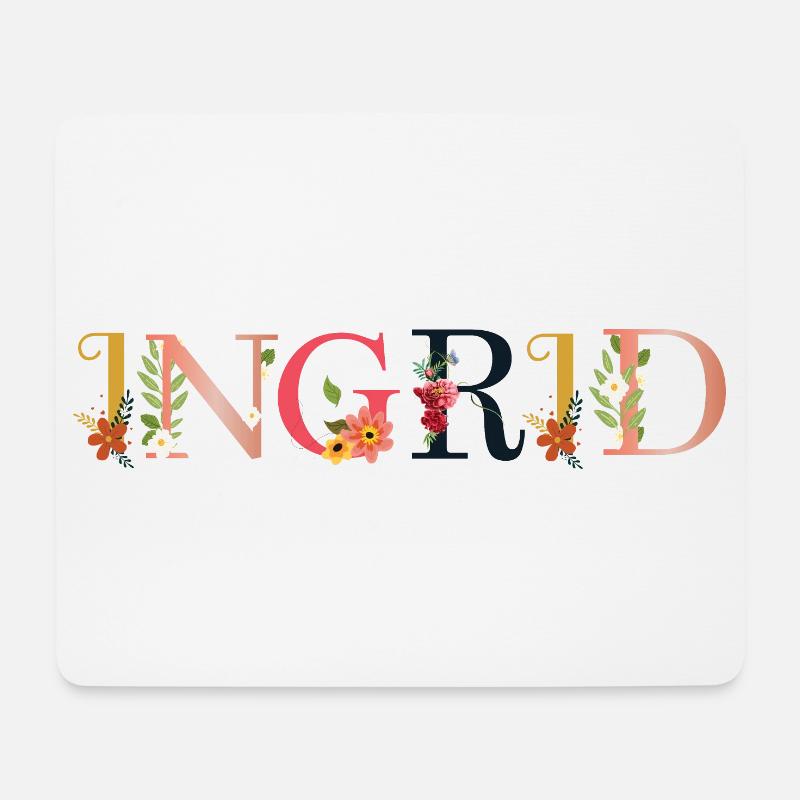 Le nom INGRID est fleuri - Tapis de souris (format paysage) - blanc