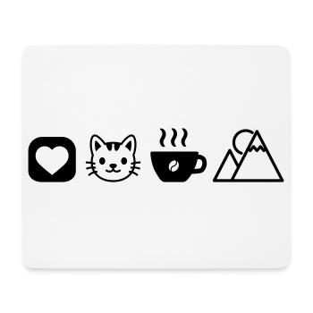 Simple Hobby Icons Cats Coffee Mountains Love - Mouse Pad (horizontal) - white - Front