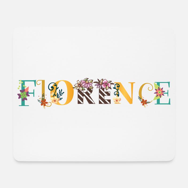 FLORENCE Name Art With Flowers Embroidered - Mouse Pad (horizontal) - white
