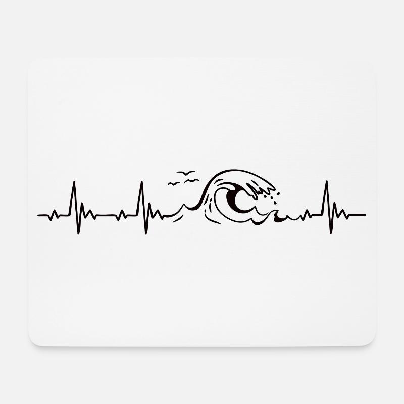 Ostsee Nordsee Welle Heartbeat Frequenz Puls EKG - Mousepad (Querformat) - Weiß