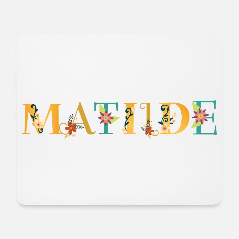MATILDE Namenskunst mit Blumen gestickt - Mousepad (Querformat) - Weiß