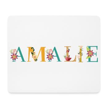 Nom AMALIE orné de fleurs - Tapis de souris (format paysage) - blanc - Devant