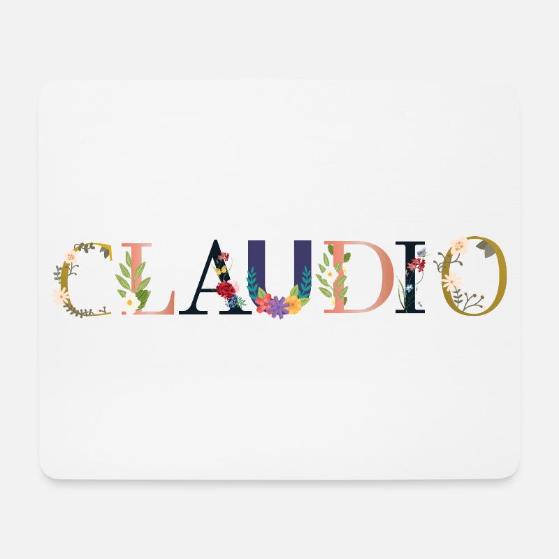 CLAUDIO Name mit Blumen geschmückt - Mousepad (Querformat) - Weiß