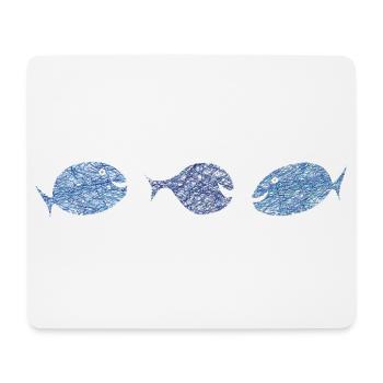 Scribblefisch Blau Muster Kulifisch - Mousepad (Querformat) - Weiß - Vorne